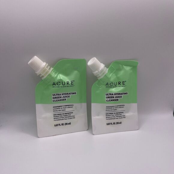 Acure Ultra Hydrating Green Juice Face Cleanser Travel Pouch 2 PCS. Set - Picture 6 of 6